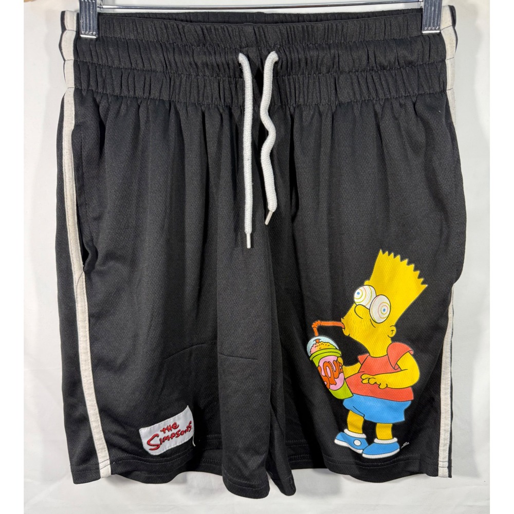 The Simpsons Bart Simpson Squishee Mesh Athletic Shorts Black Mens Medium Freeze